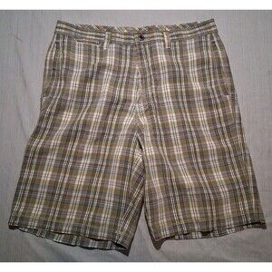 Tommy Bahama Plaid Linen Silk Blend Shorts Men's Size 34 Preppy Beach Outdoor